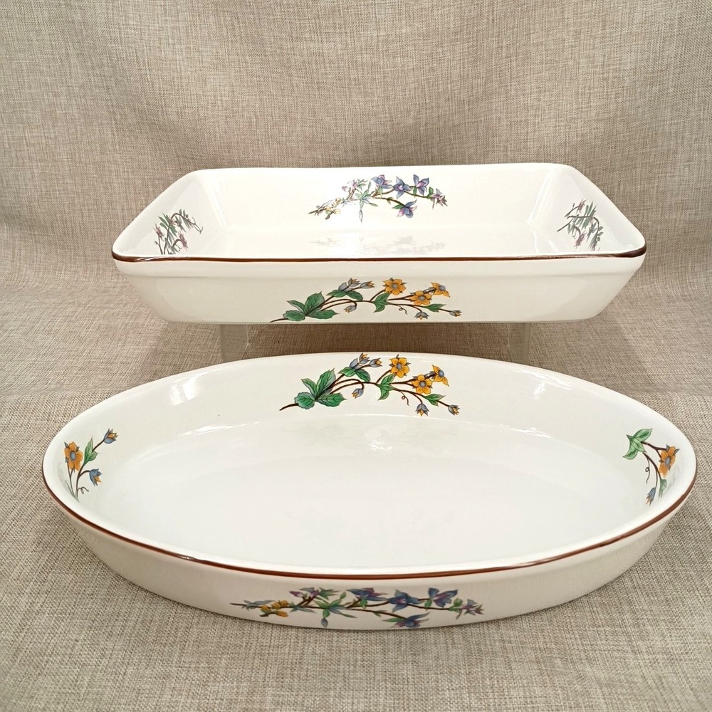 Woodhill Oval & Rectangle 12 x 9" Baker Floral Set Blue Yellow Purple Flower Set